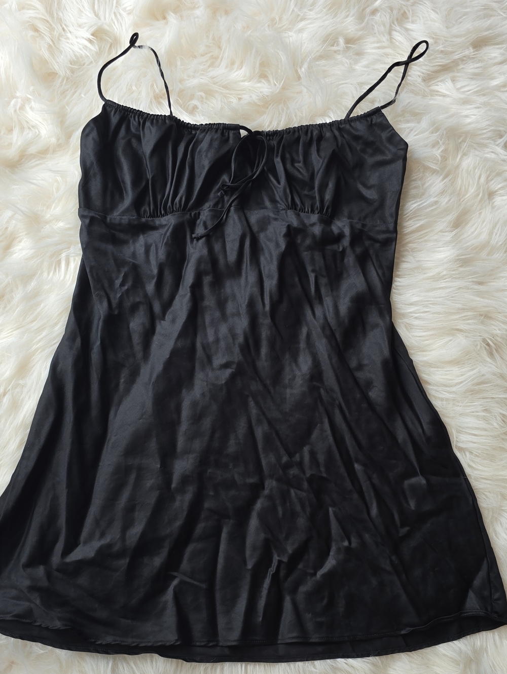 PINK Victoria's Secret Black Satin Slip Mini Dress Size S